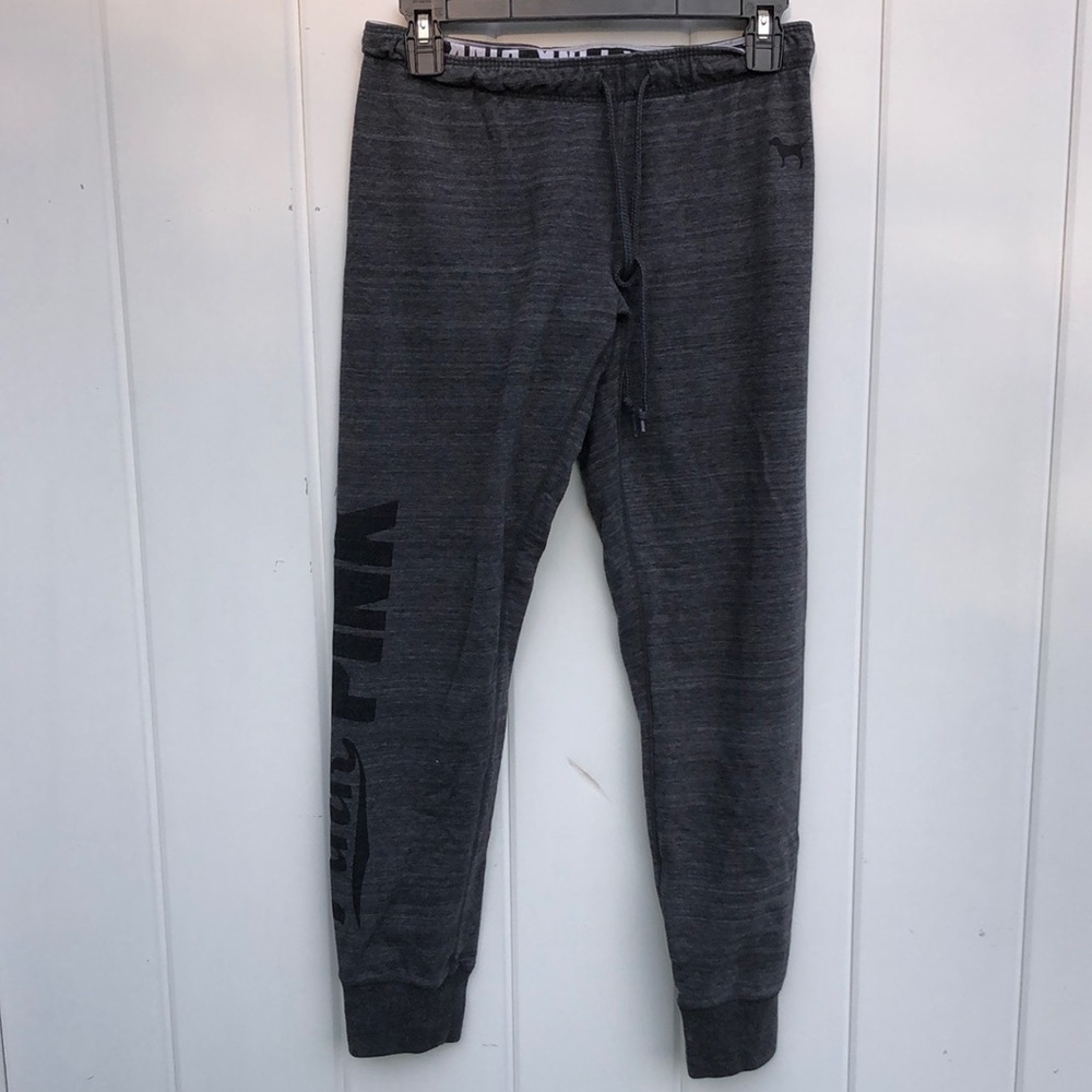 PINK Victoria's Secret sweatpants gray joggers size small stretchy pants pink vs